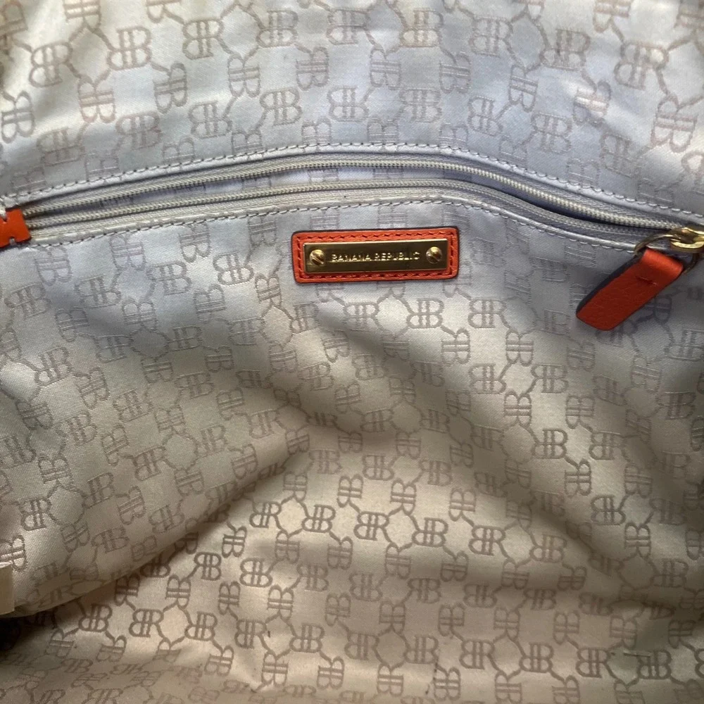 Banana Republic New Evan Satchel Orange Pebbled Leather Gold Hardware Handbag